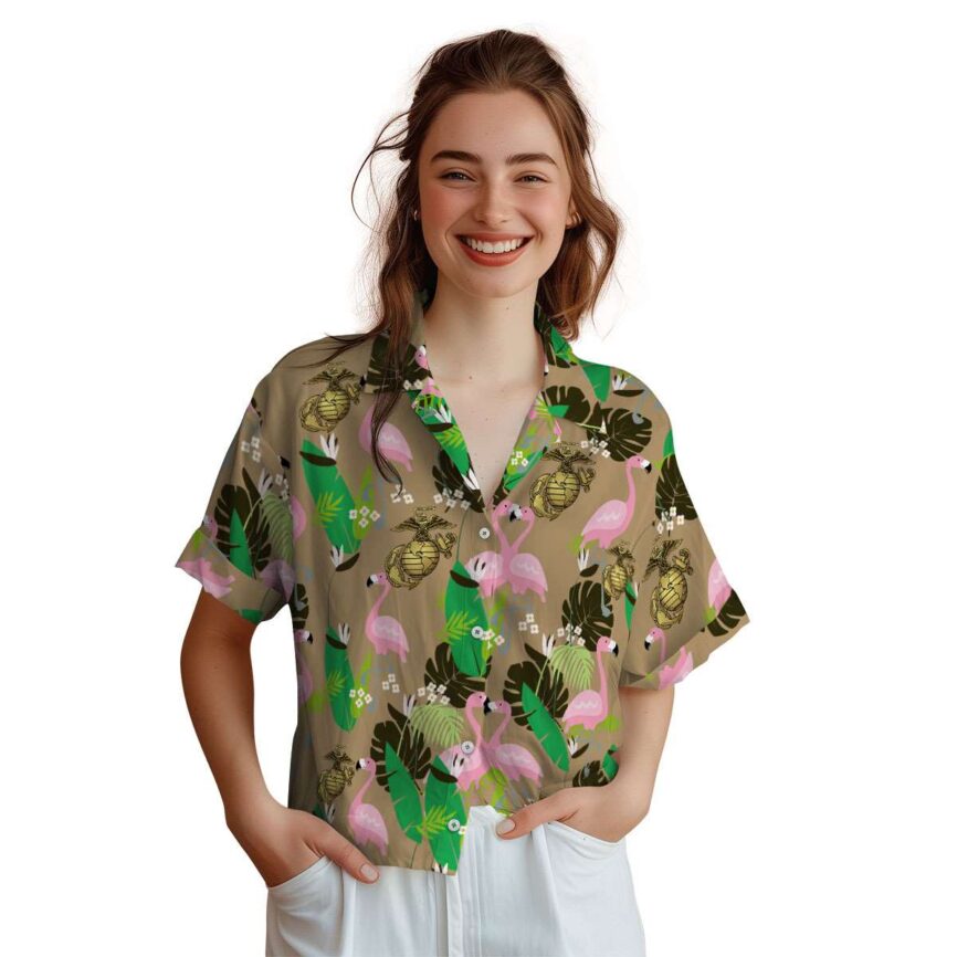 Marine Corps Flamingo Leaf Hawaiian Shirt Top rated