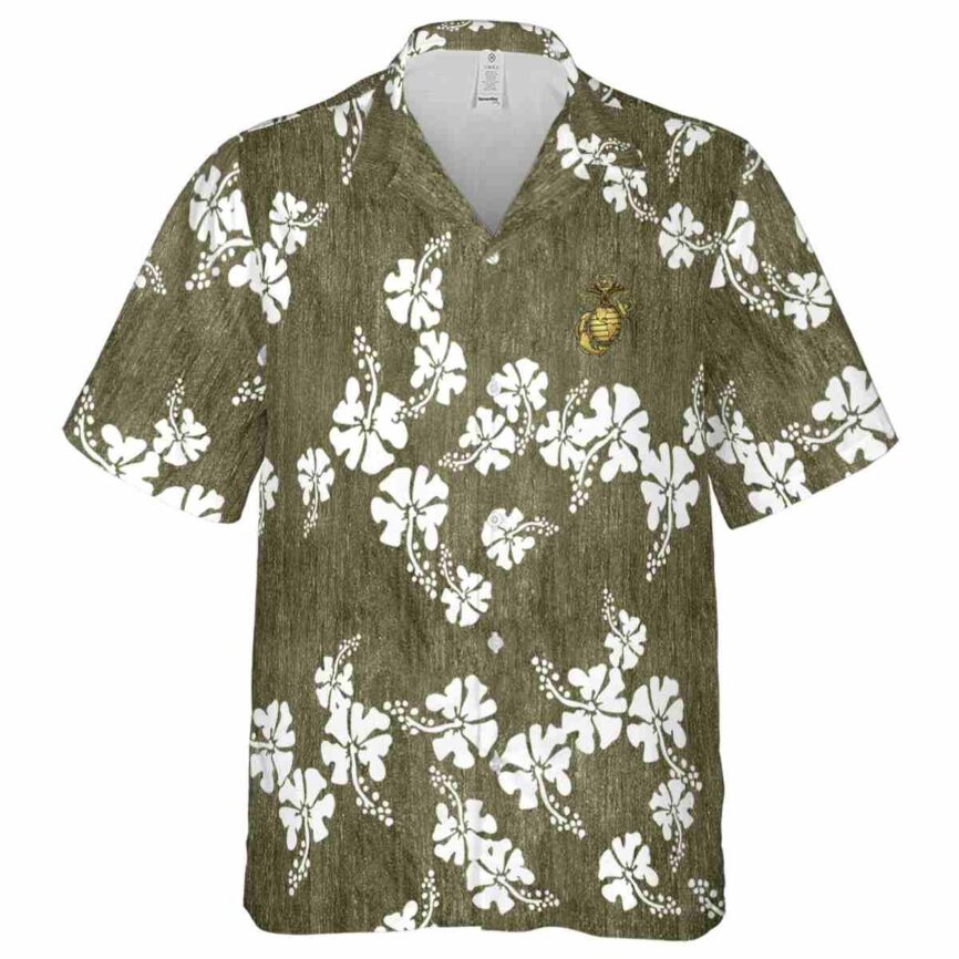 Marine Corps Hibiscus Blossom Hawaiian Shirt Fashion forward