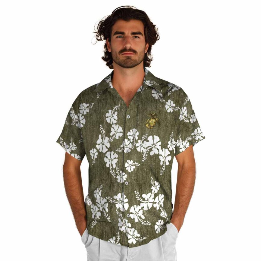 Marine Corps Hibiscus Blossom Hawaiian Shirt New Arrival