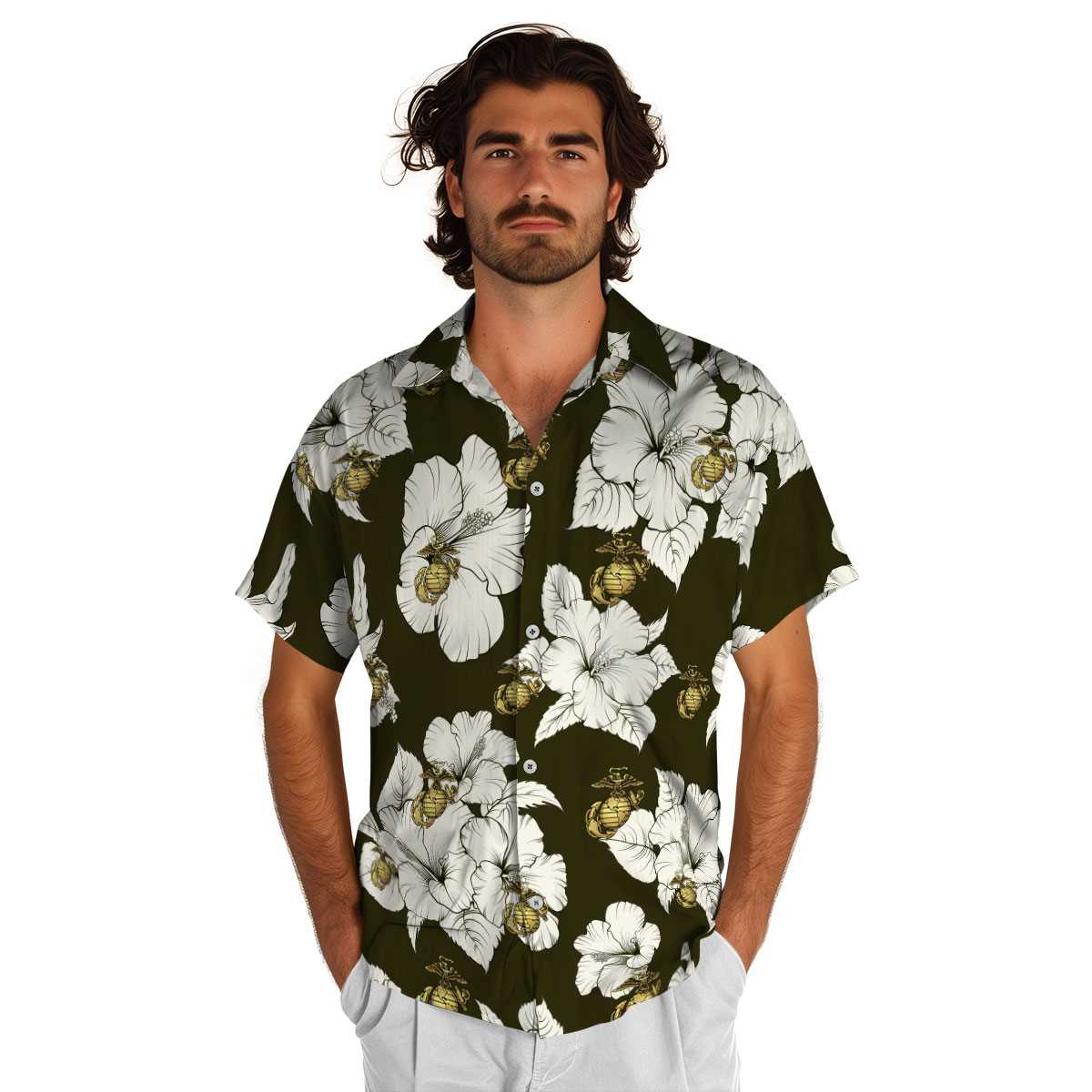 Marine Corps Hibiscus Flower Hawaiian Shirt New Arrival Marine Corps Hibiscus Flower Hawaiian Shirt New Arrival