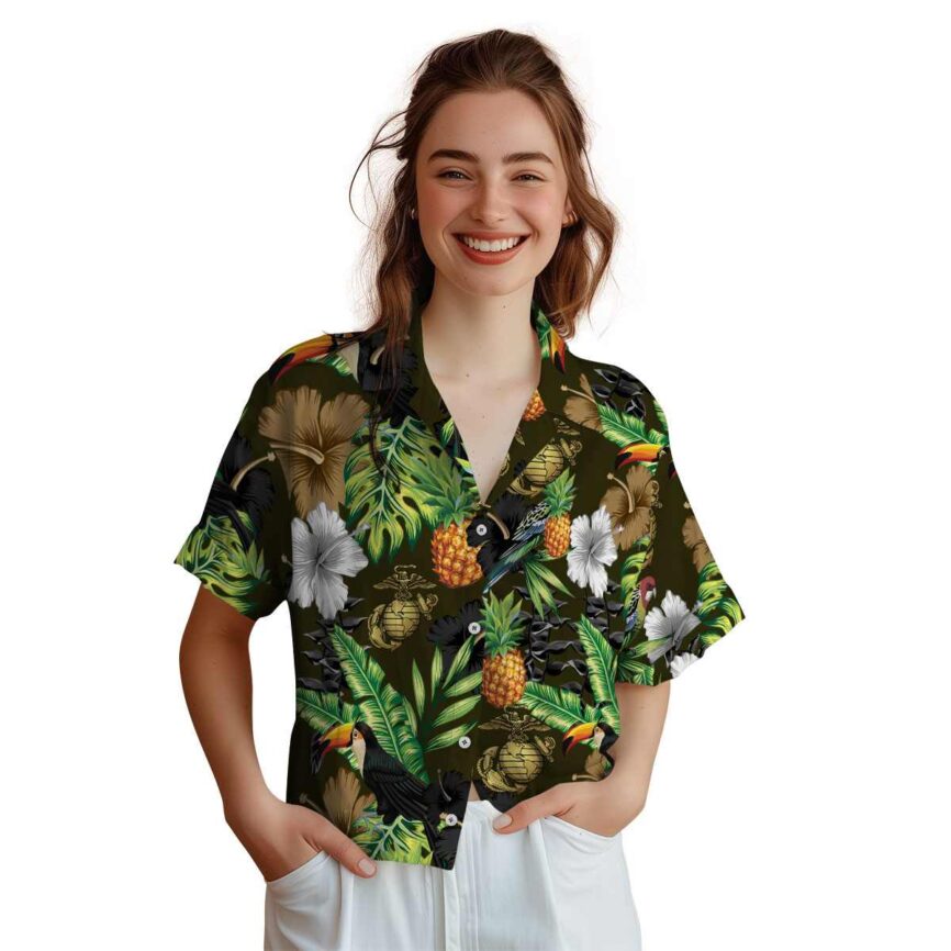 Marine Corps Leafy Toucan Hawaiian Shirt Top rated