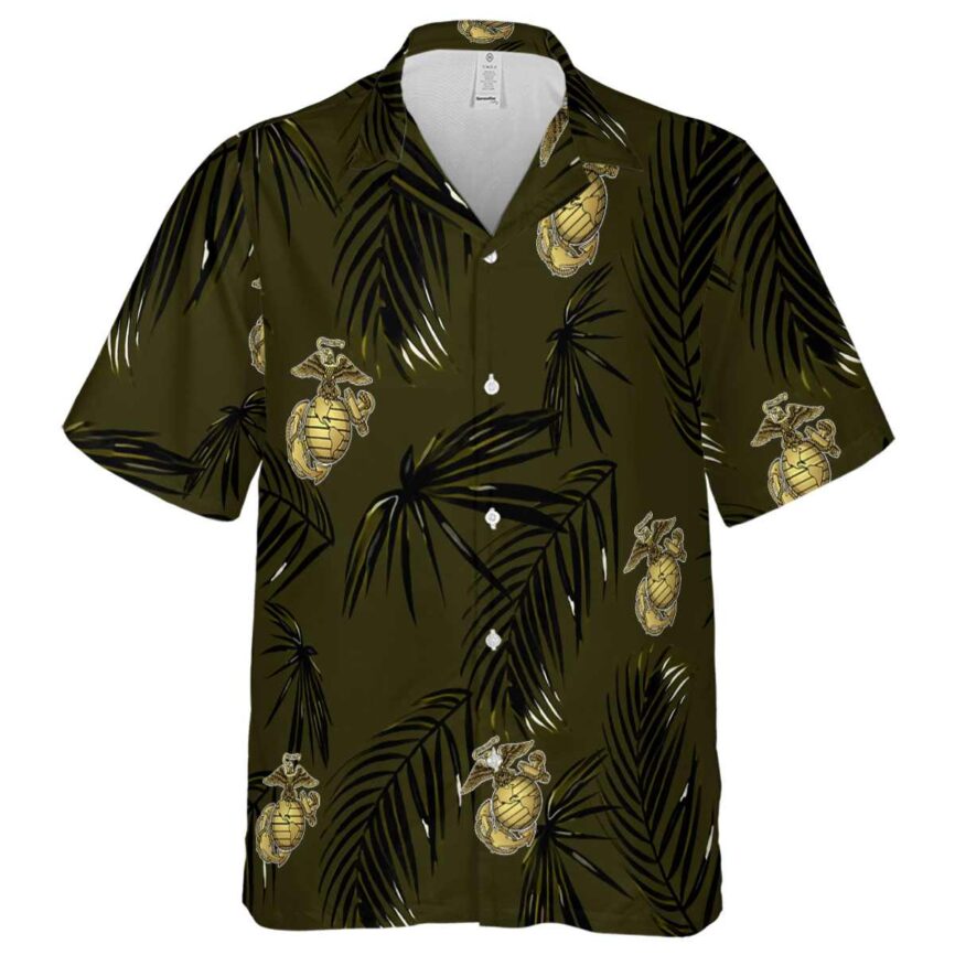Marine Corps Monochrome Palm Hawaiian Shirt Fashion forward