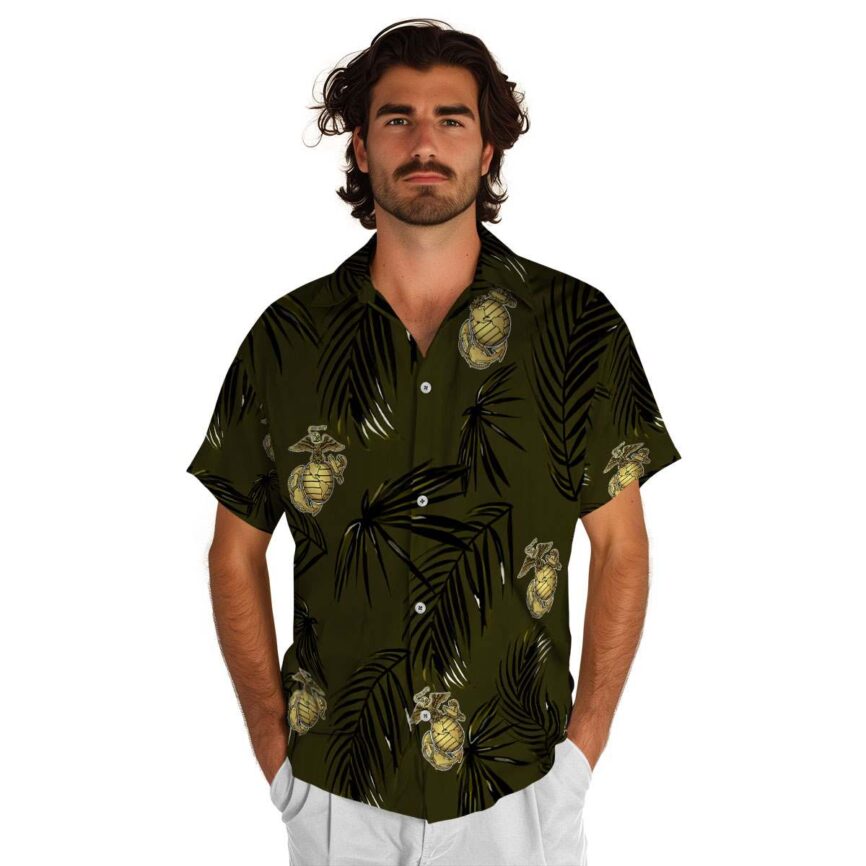 Marine Corps Monochrome Palm Hawaiian Shirt New Arrival