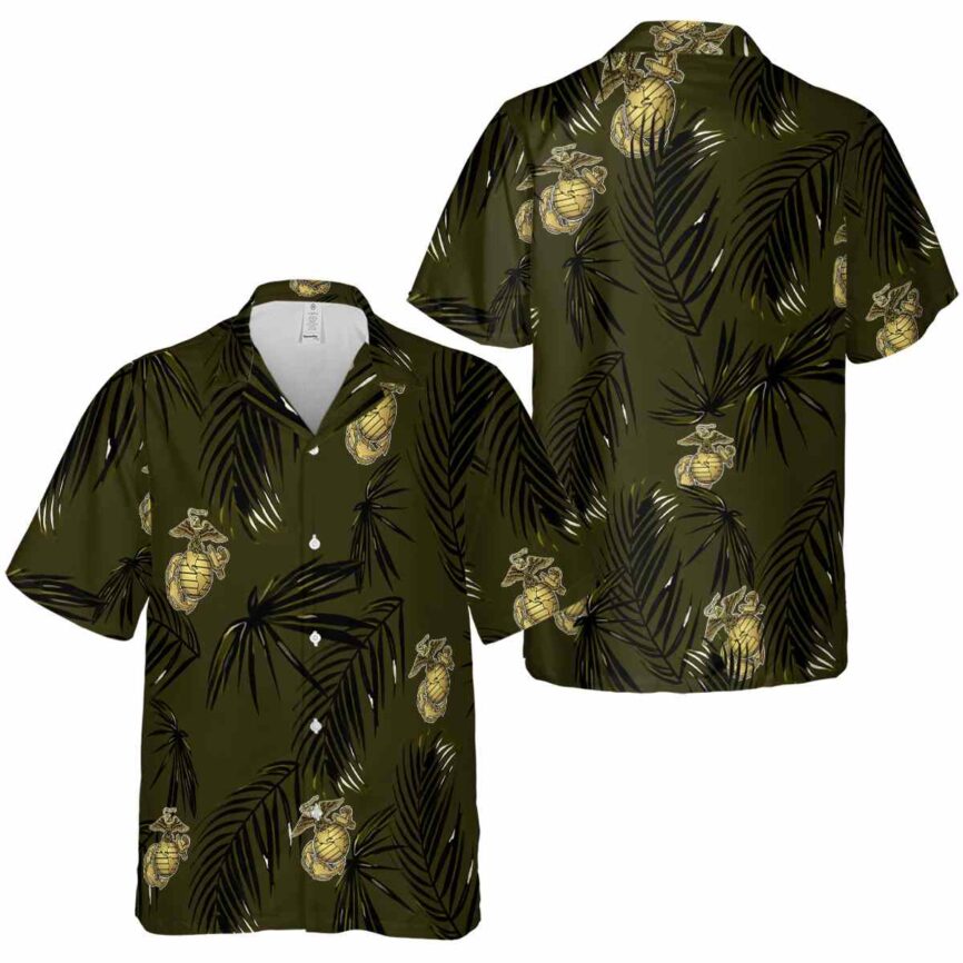 Marine Corps Monochrome Palm Hawaiian Shirt Premium grade