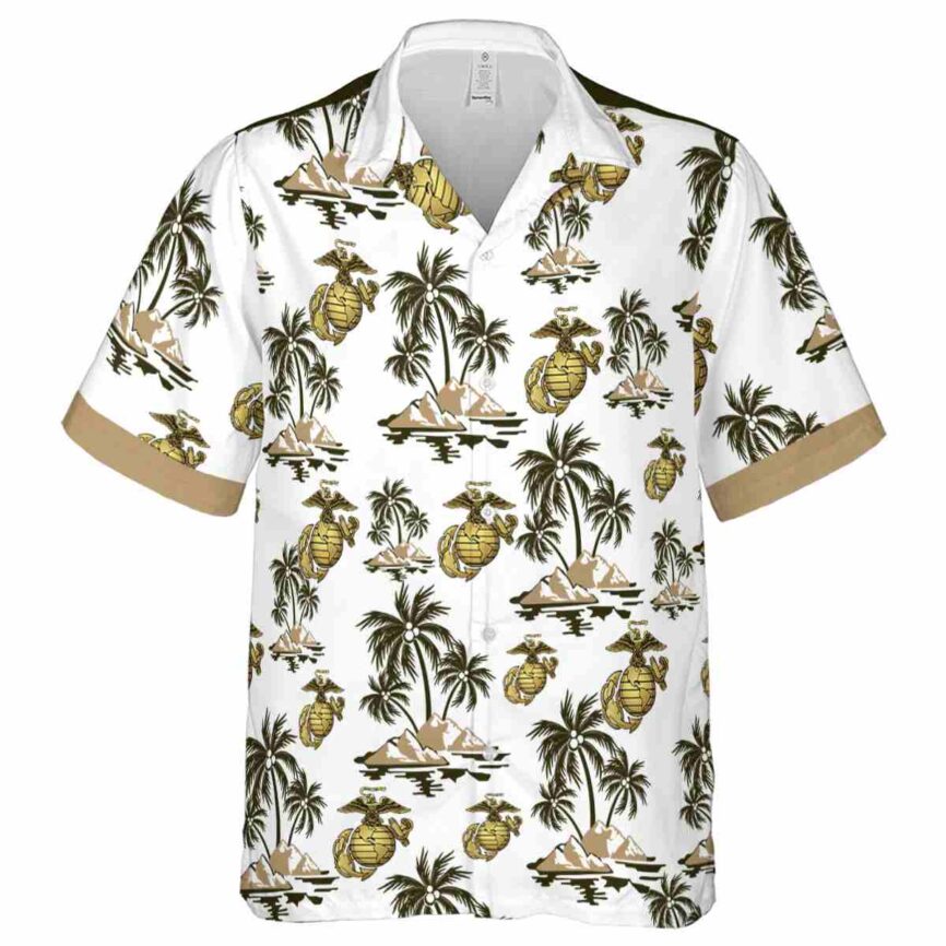 Marine Corps Palm Island Graphic Hawaiian Shirt Fashion forward