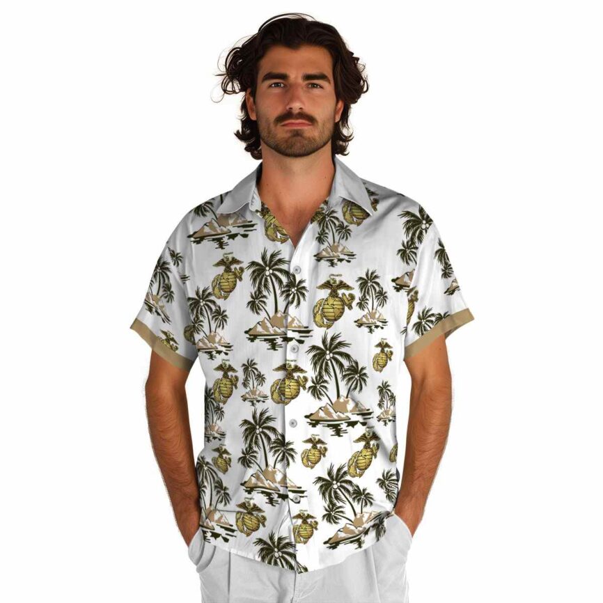 Marine Corps Palm Island Graphic Hawaiian Shirt New Arrival