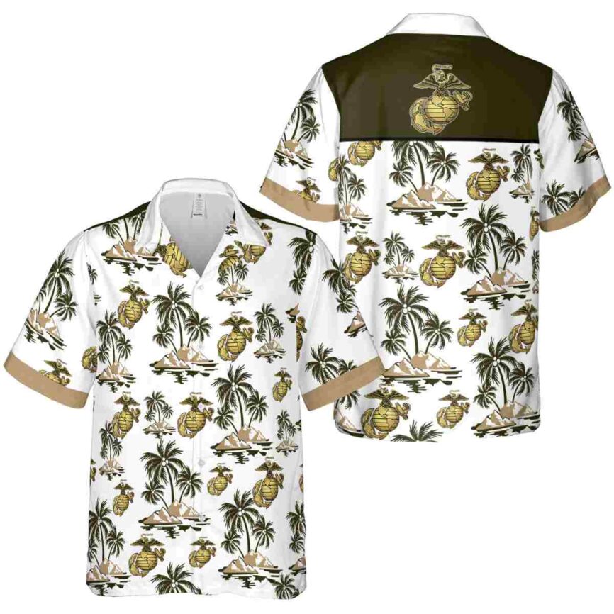 Marine Corps Palm Island Graphic Hawaiian Shirt Premium grade