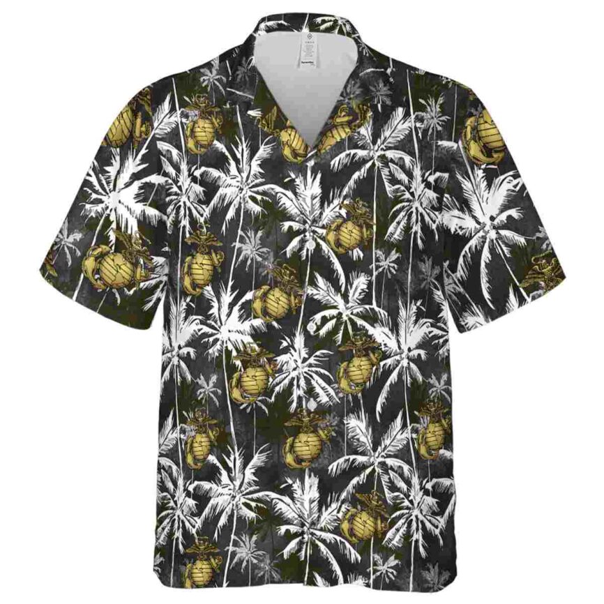 Marine Corps Palm Themed Hawaiian Shirt Fashion forward