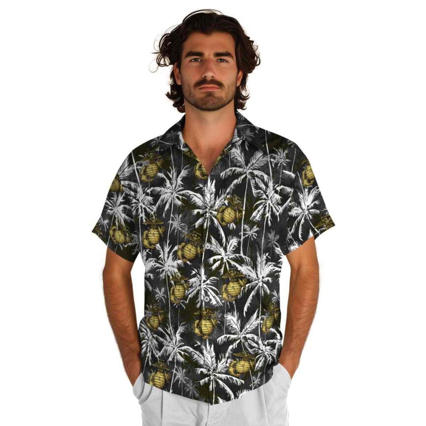 Marine Corps Palm Themed Hawaiian Shirt New Arrival