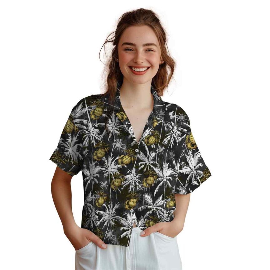 Marine Corps Palm Themed Hawaiian Shirt Top rated