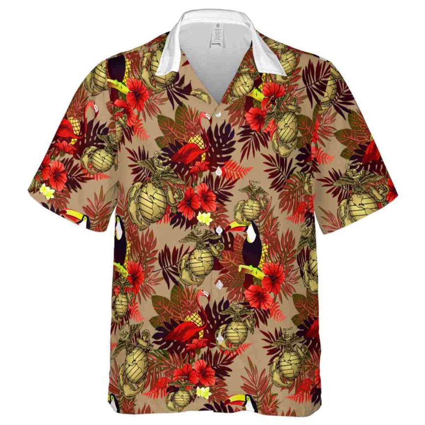 Marine Corps Tropical Bird Hawaiian Shirt Fashion forward