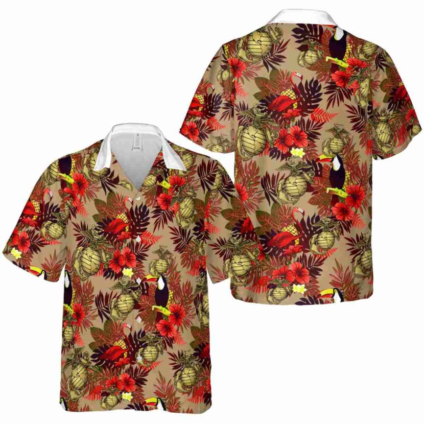 Marine Corps Tropical Bird Hawaiian Shirt Premium grade