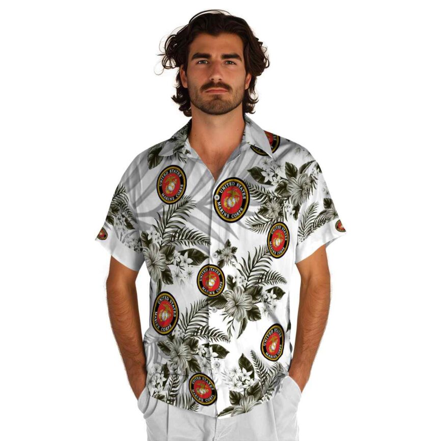 Marine Corps Tropical Blossom Hawaiian Shirt New Arrival