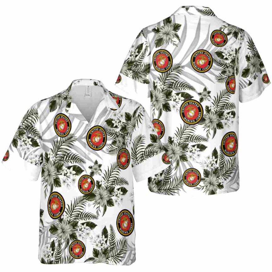 Marine Corps Tropical Blossom Hawaiian Shirt Premium grade