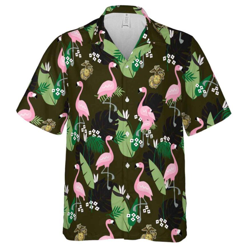 Marine Corps Tropical Flamingo Hawaiian Shirt Fashion forward