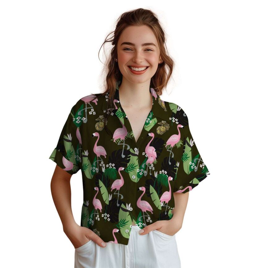 Marine Corps Tropical Flamingo Hawaiian Shirt Top rated