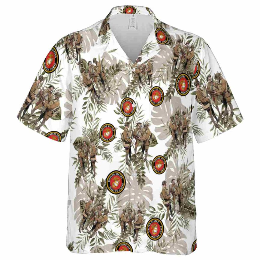 Marine Corps Tropical Fronds Hawaiian Shirt Fashion forward
