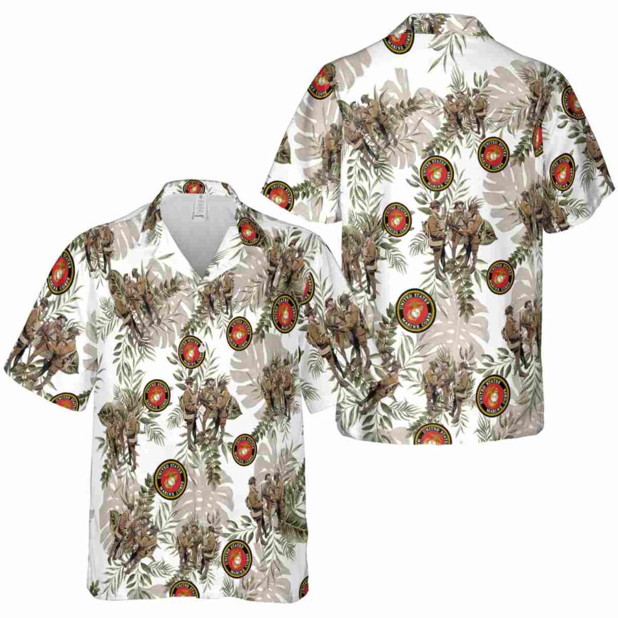 Marine Corps Tropical Fronds Hawaiian Shirt Premium grade