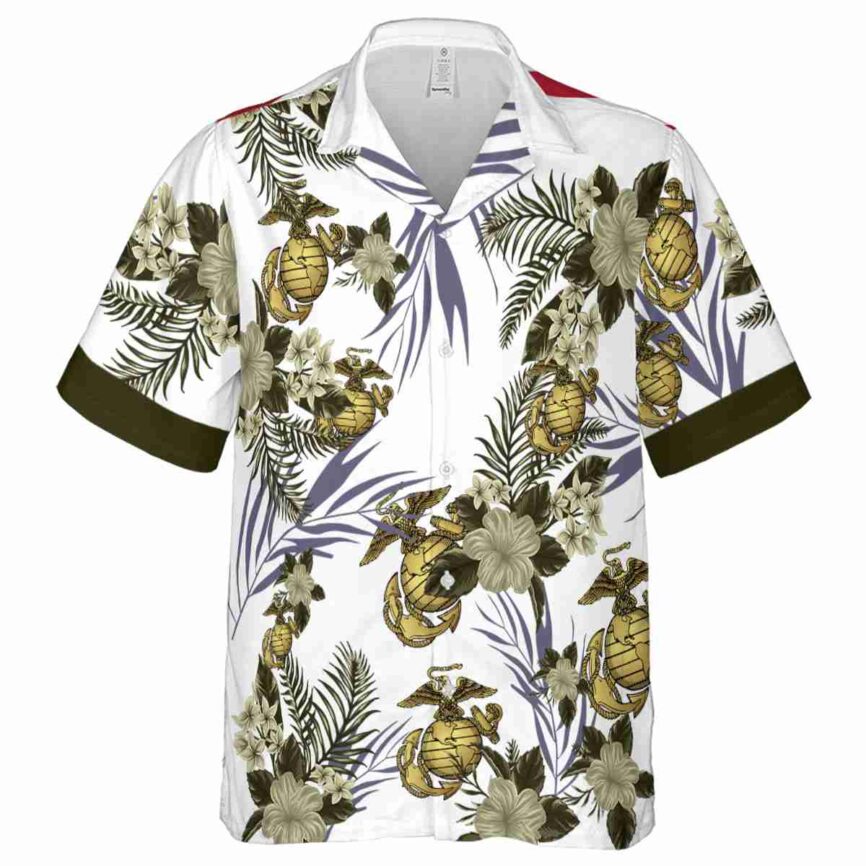 Marine Corps US Flag Floral Hawaiian Shirt Fashion forward