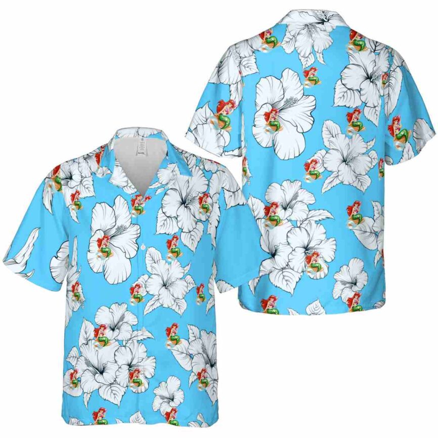 Mermaid Hibiscus Flower Hawaiian Shirt Premium grade
