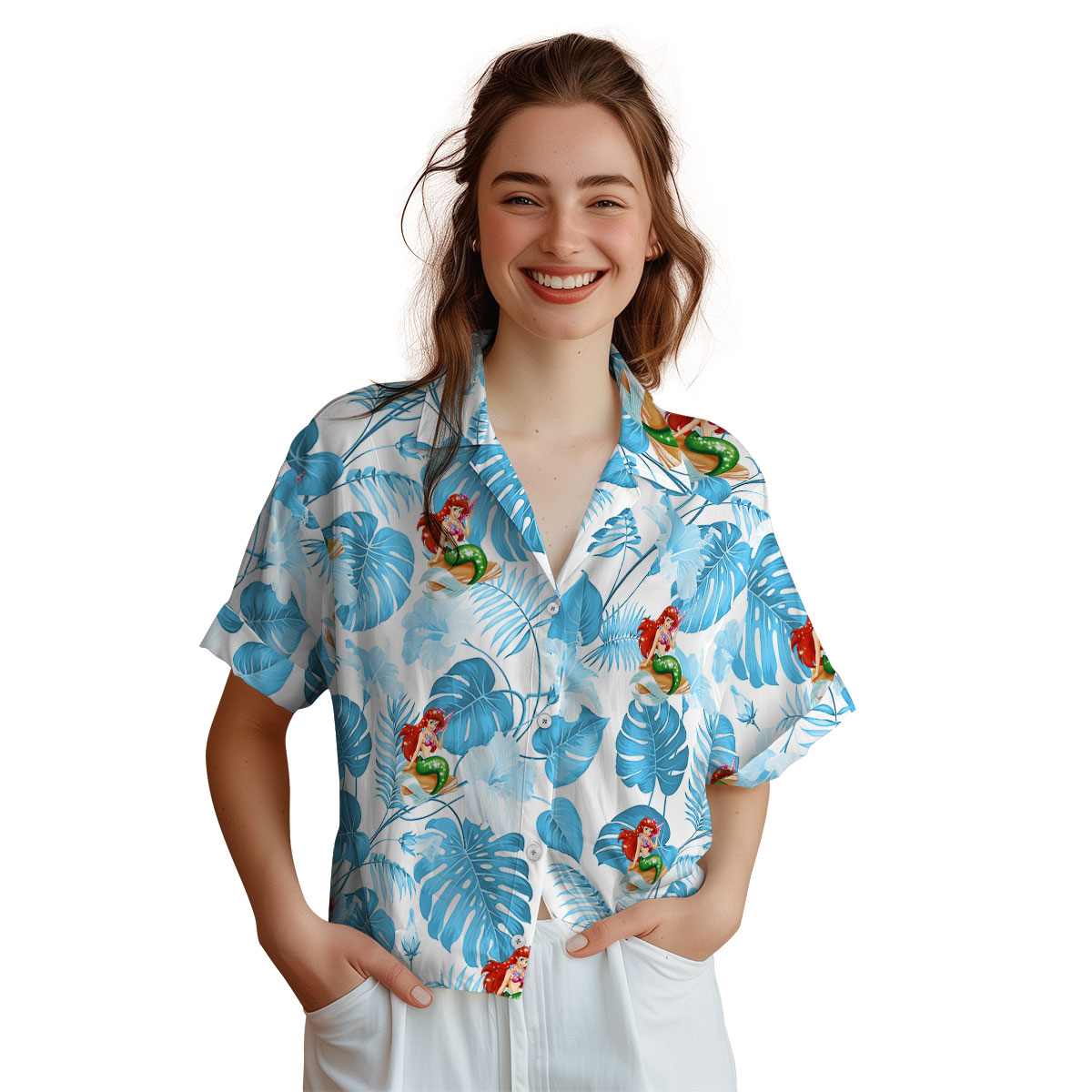 Mermaid Leaf Pattern Hawaiian Shirt Top rated Mermaid Leaf Pattern Hawaiian Shirt Top rated