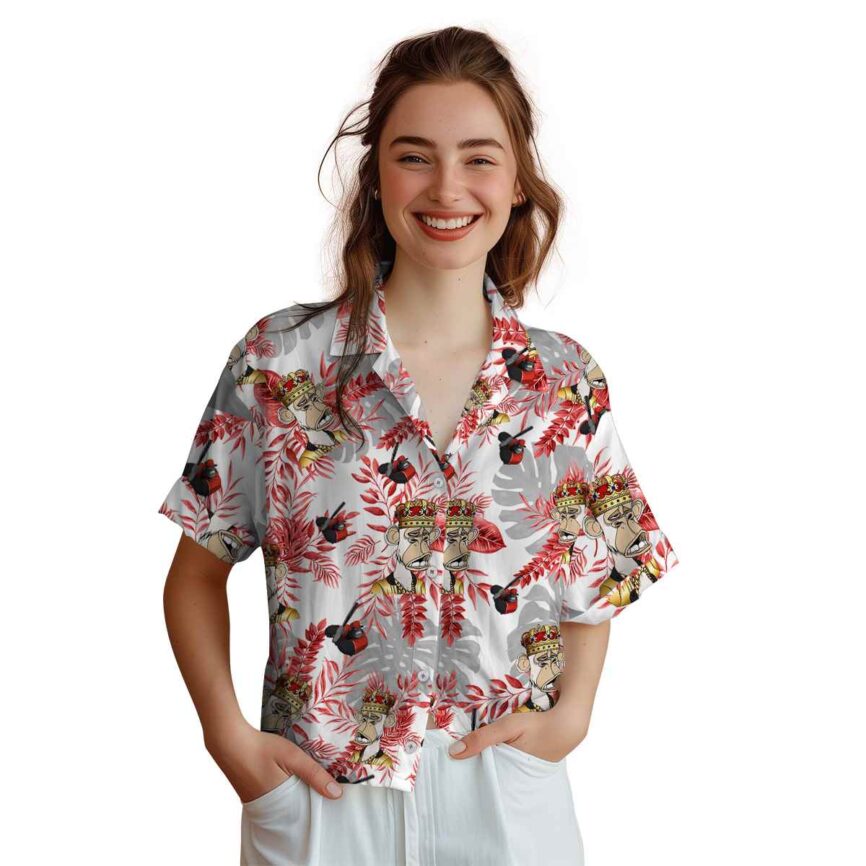 Monkey Tropical Fronds Hawaiian Shirt Top rated