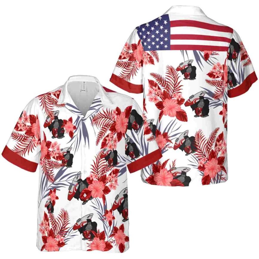 Monkey US Flag Floral Hawaiian Shirt Premium grade