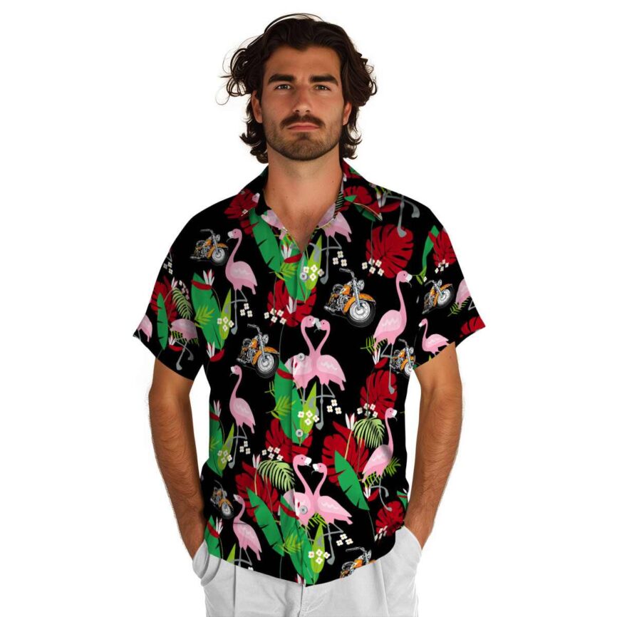 Motorcycle Flamingo Leaf Hawaiian Shirt New Arrival