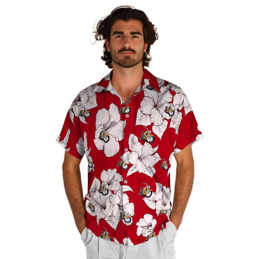 Motorcycle Hibiscus Flower Hawaiian Shirt New Arrival