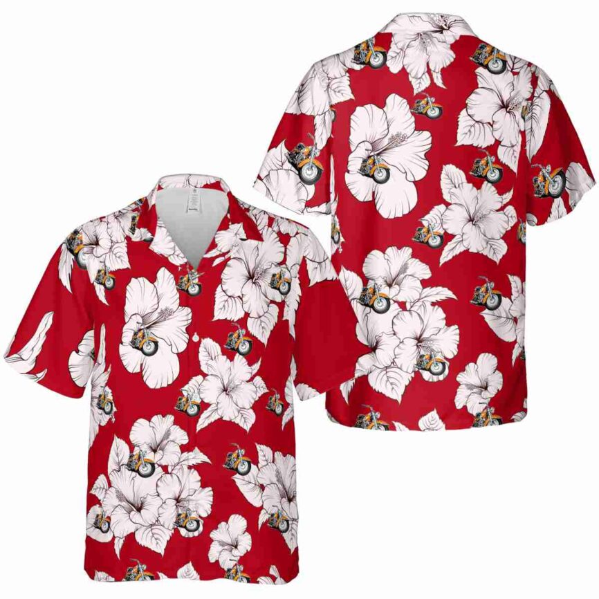 Motorcycle Hibiscus Flower Hawaiian Shirt Premium grade