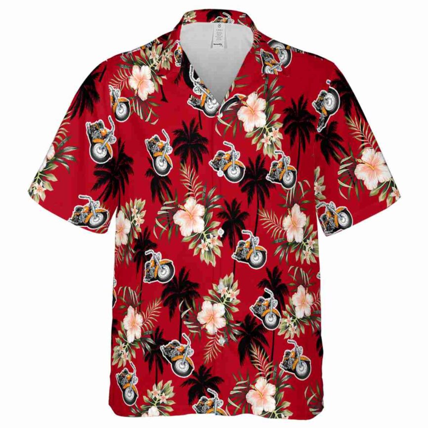 Motorcycle Hibiscus Palm Hawaiian Shirt Fashion forward