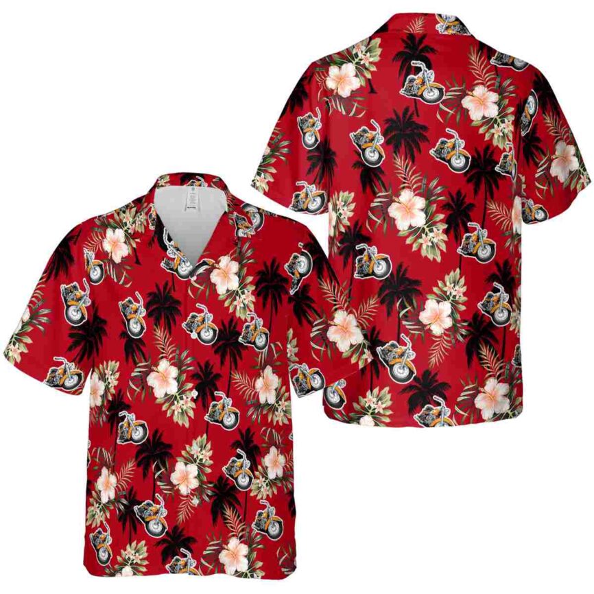 Motorcycle Hibiscus Palm Hawaiian Shirt Premium grade