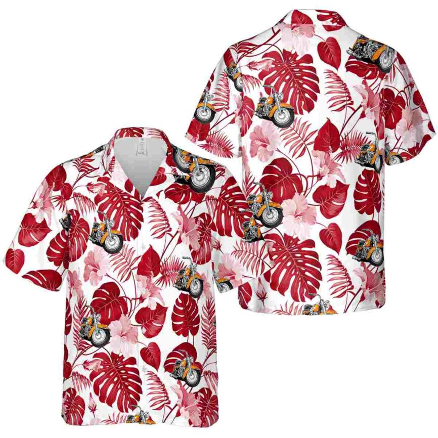 Motorcycle Leaf Pattern Hawaiian Shirt Premium grade