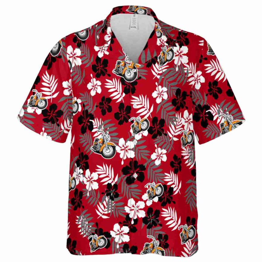 Motorcycle Leafy Hibiscus Hawaiian Shirt Fashion forward