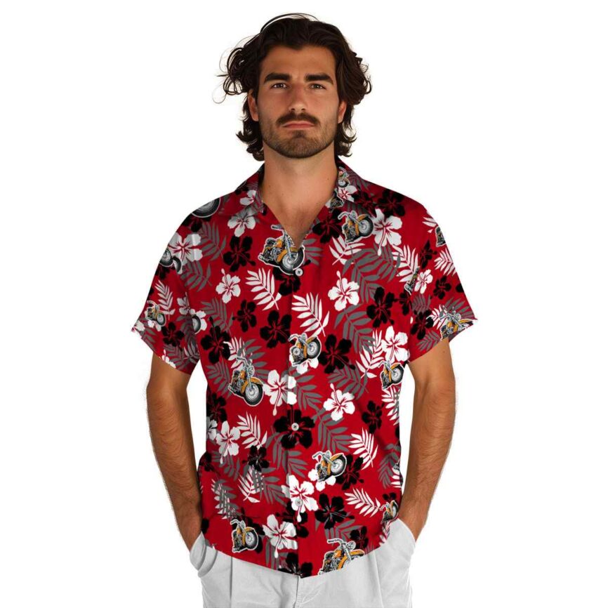 Motorcycle Leafy Hibiscus Hawaiian Shirt New Arrival