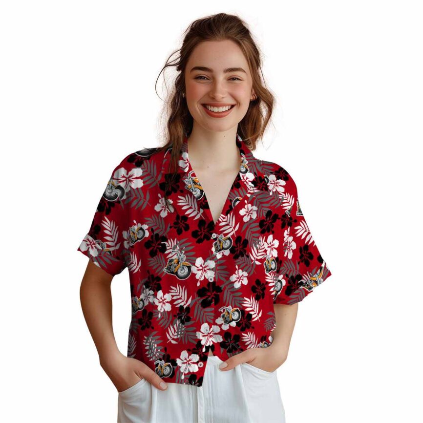 Motorcycle Leafy Hibiscus Hawaiian Shirt Top rated