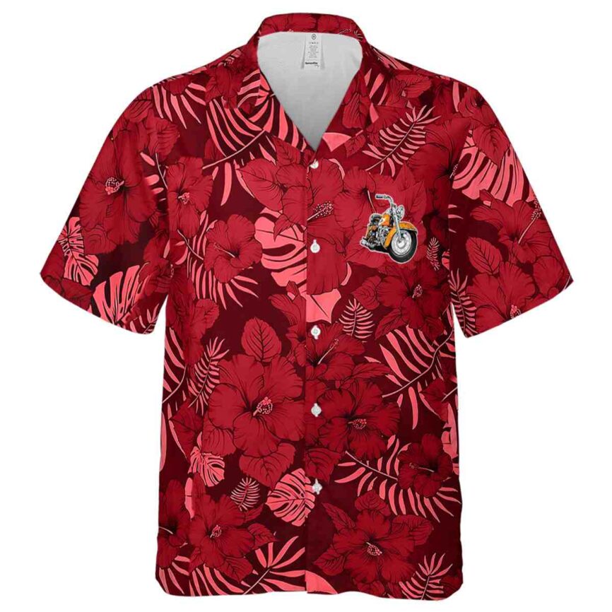 Motorcycle Monochrome Floral Hawaiian Shirt Fashion forward