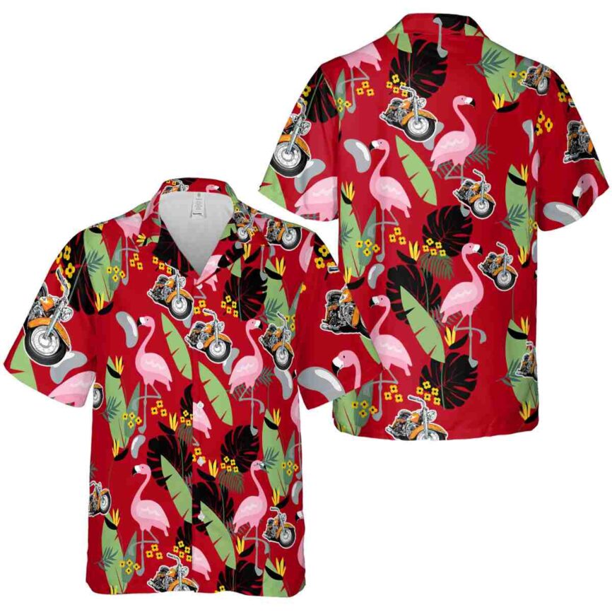 Motorcycle Pink Flamingo Hawaiian Shirt Premium grade