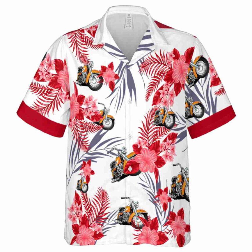 Motorcycle US Flag Floral Hawaiian Shirt Fashion forward