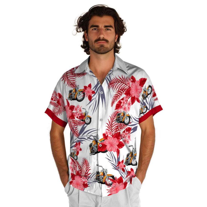 Motorcycle US Flag Floral Hawaiian Shirt New Arrival