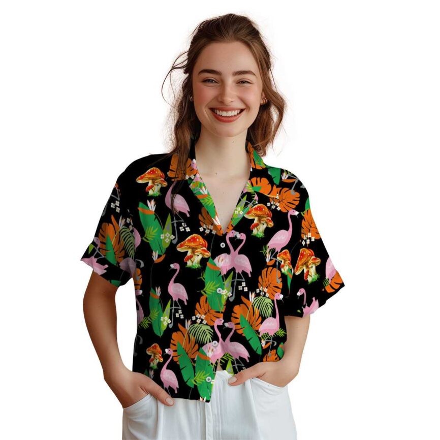 Mushroom Flamingo Leaf Hawaiian Shirt Top rated