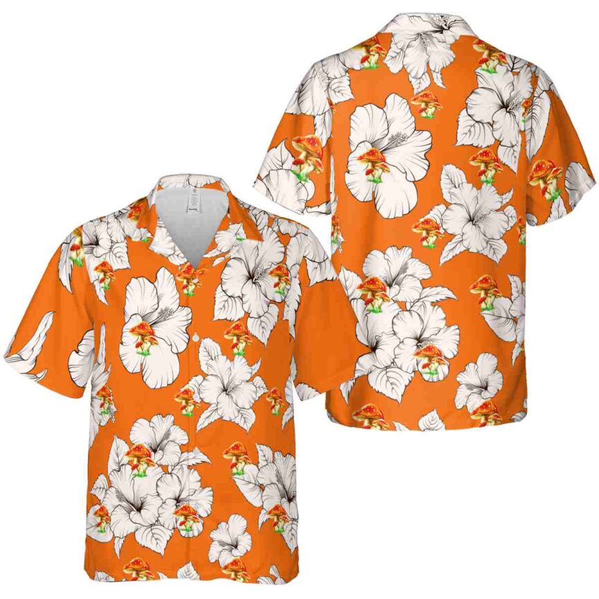 Mushroom Hibiscus Flower Hawaiian Shirt Premium grade
