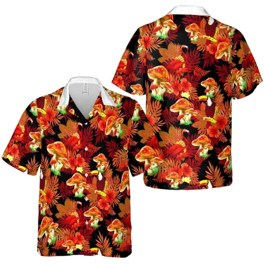 Mushroom Tropical Bird Hawaiian Shirt Premium grade