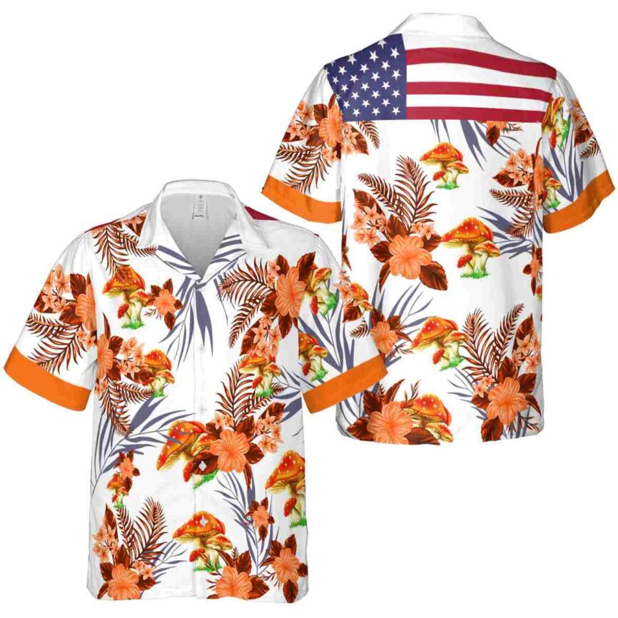 Mushroom US Flag Floral Hawaiian Shirt Premium grade