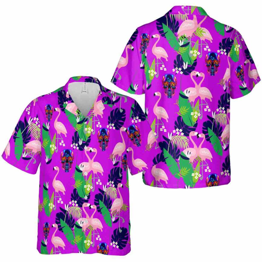 Neon Flamingo Leaf Hawaiian Shirt Premium grade
