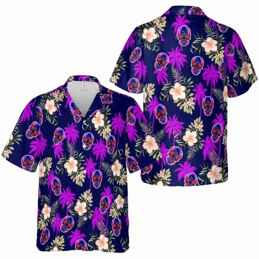 Neon Hibiscus Palm Hawaiian Shirt Premium grade