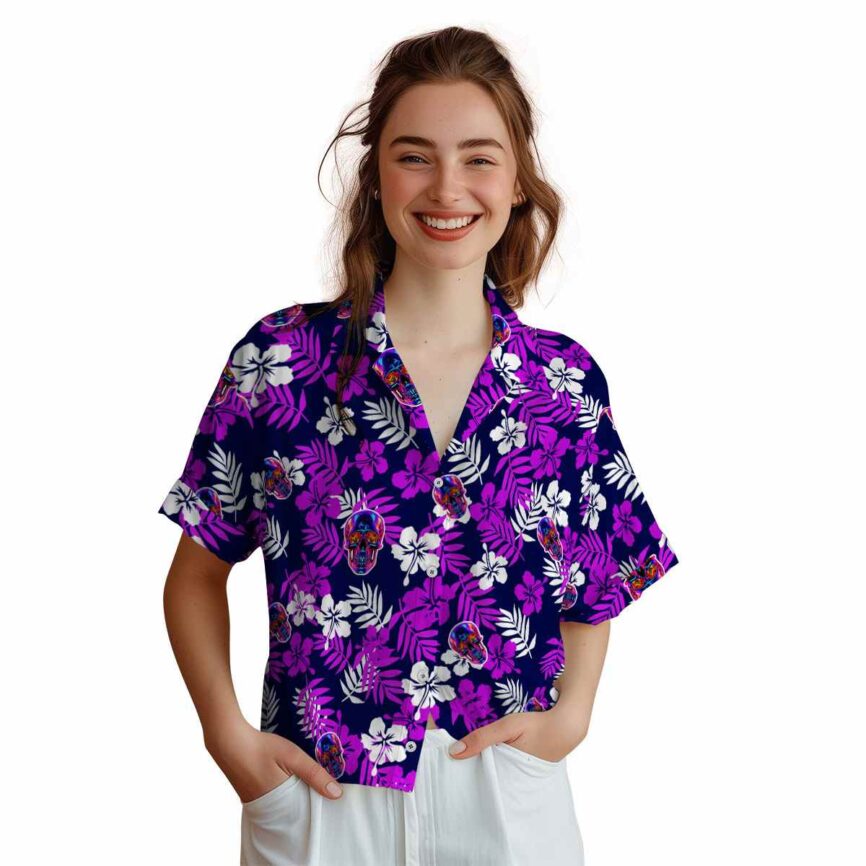 Neon Leafy Hibiscus Hawaiian Shirt Top rated