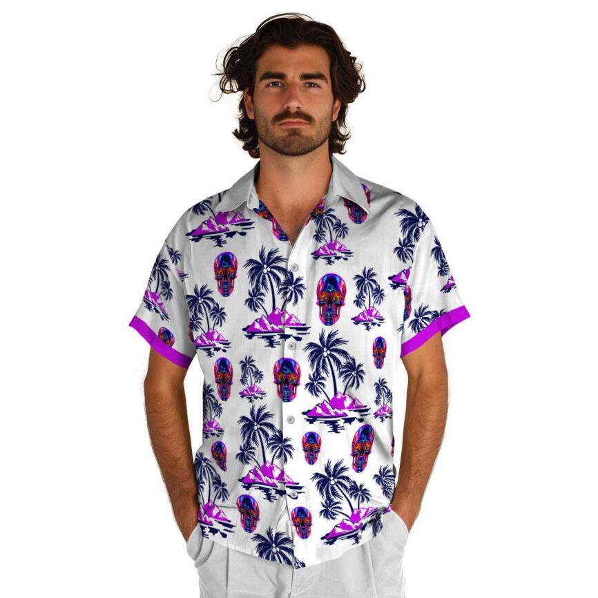 Neon Palm Island Graphic Hawaiian Shirt New Arrival