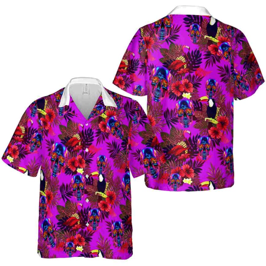 Neon Tropical Bird Hawaiian Shirt Premium grade