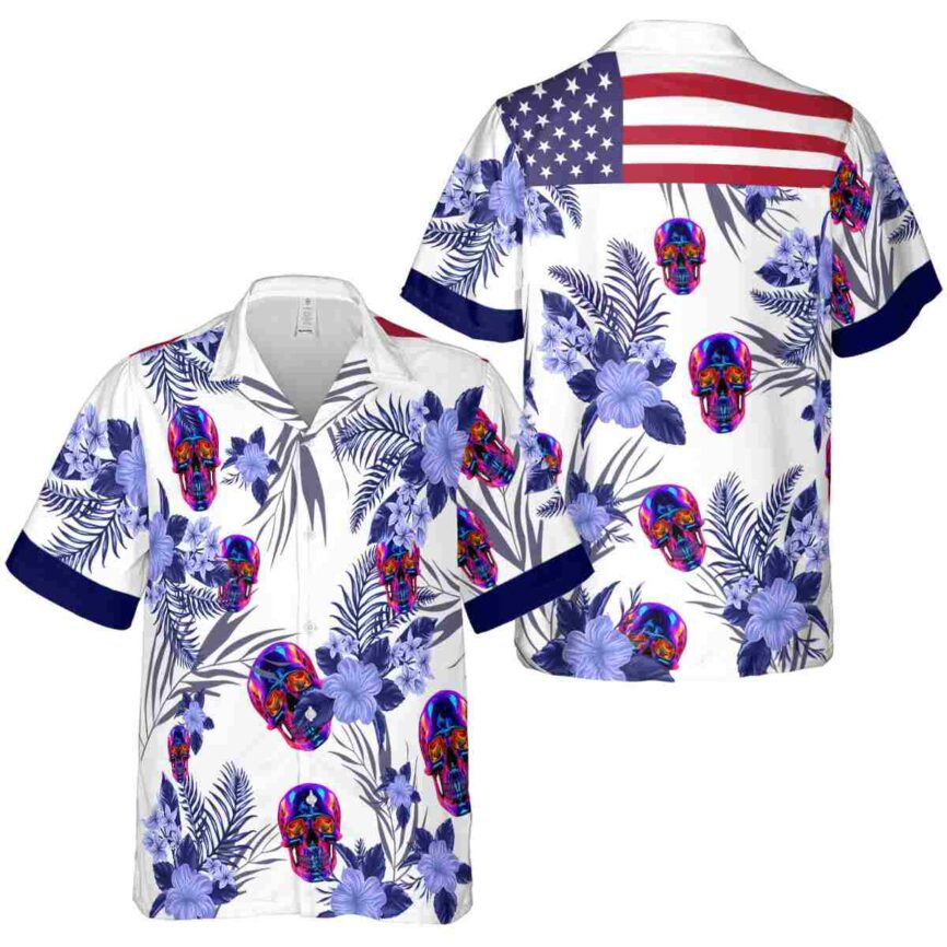 Neon US Flag Floral Hawaiian Shirt Premium grade